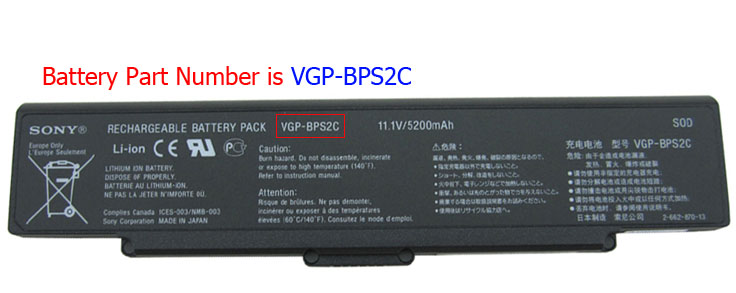 Sony Battery Part number