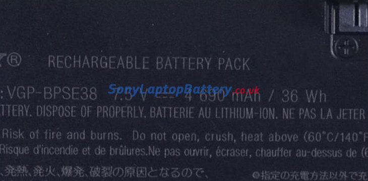 Battery for Sony VGP-BPS38 laptop
